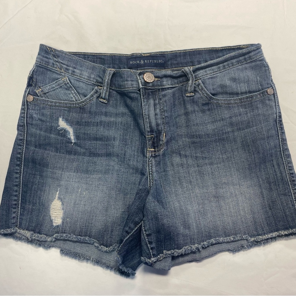 Rock & Republic Denim Jean Shorts with Raw Hem